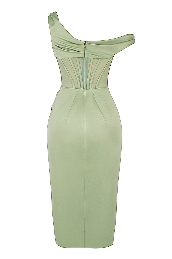 Robe corset midi asymétrique drapée