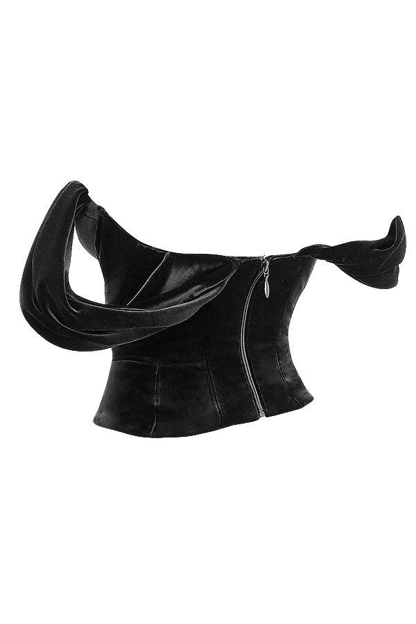 Corset drapé en velours noir
