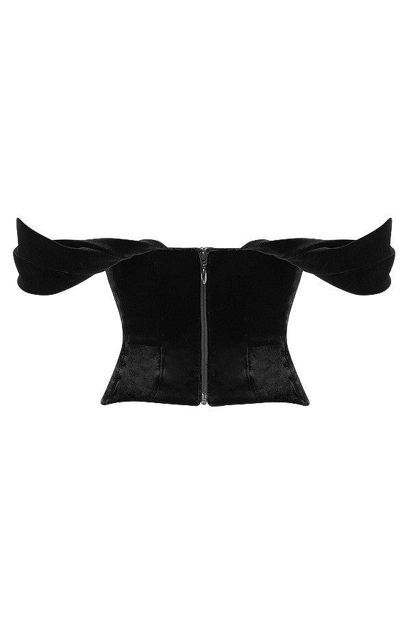 Corset drapé en velours noir