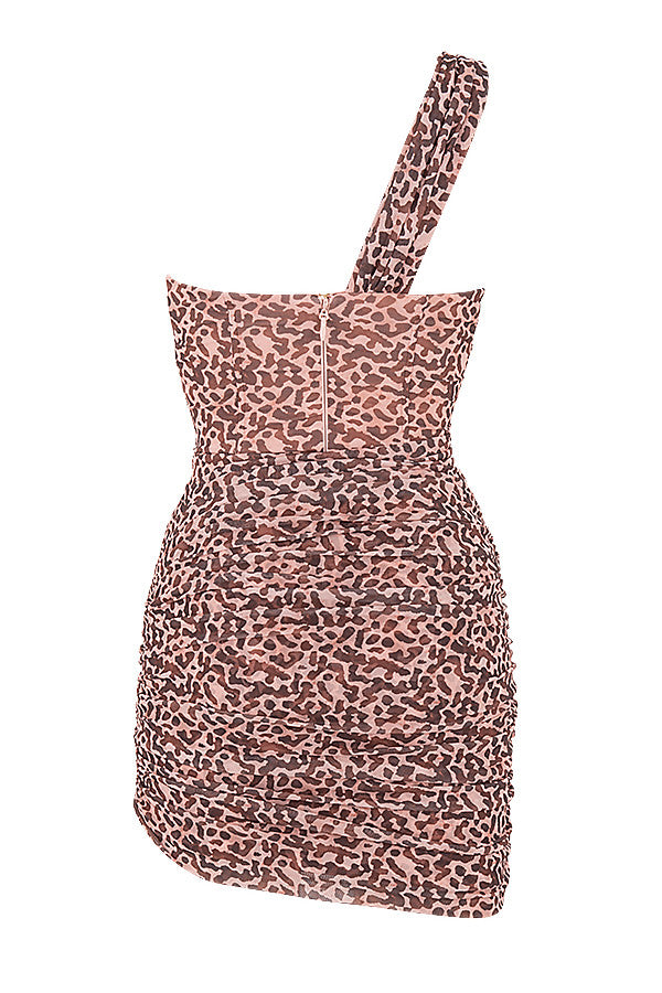 Mini-robe découpée à imprimé léopard