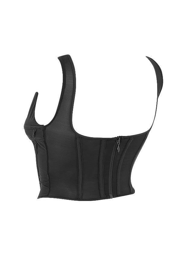 Haut corset en maille noire