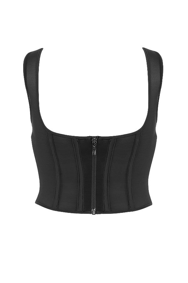 Haut corset en maille noire