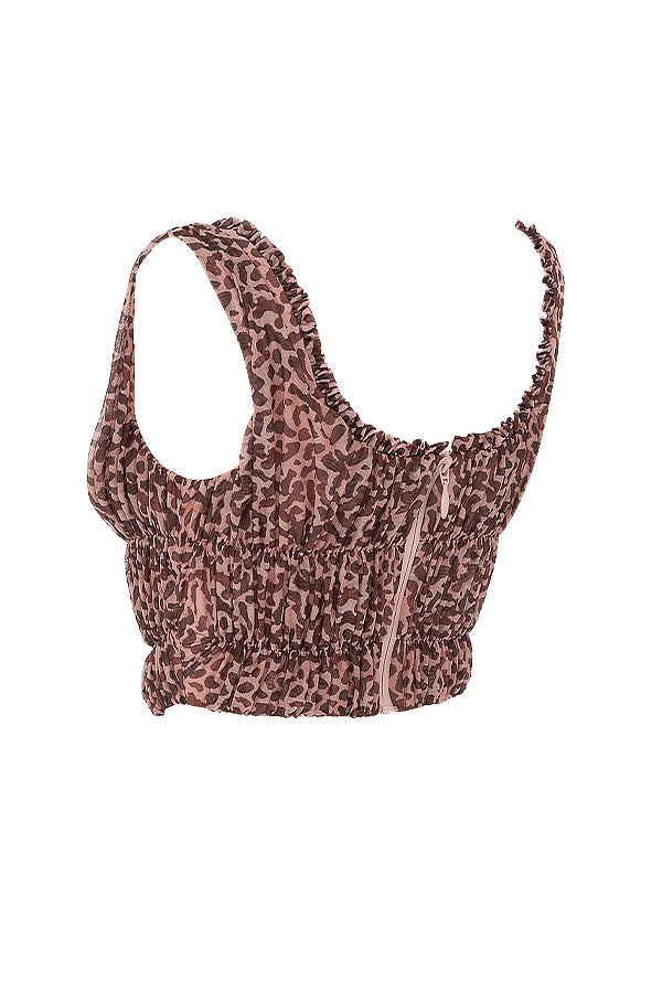 Corset imprimé animalier à volants