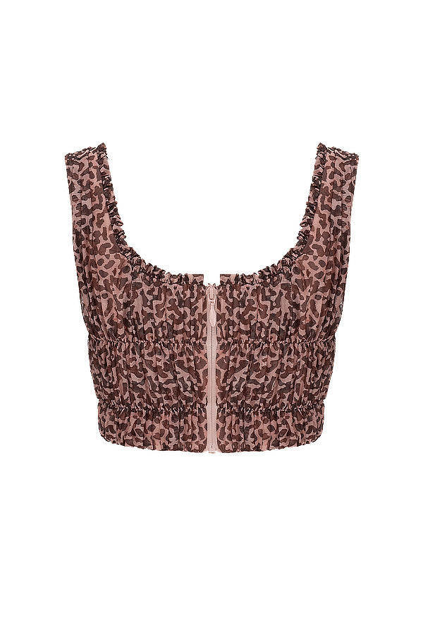 Corset imprimé animalier à volants