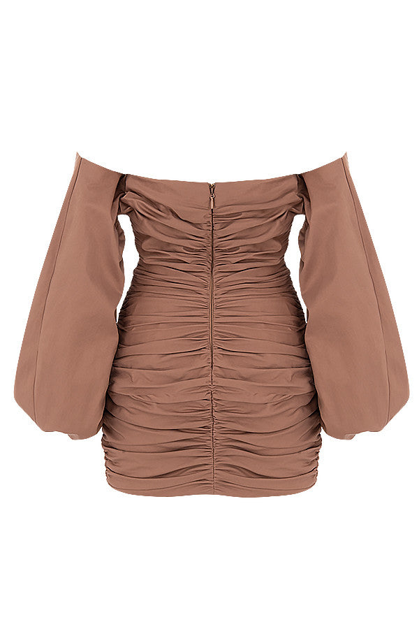 Mini-robe portefeuille Moka avec épaules nues