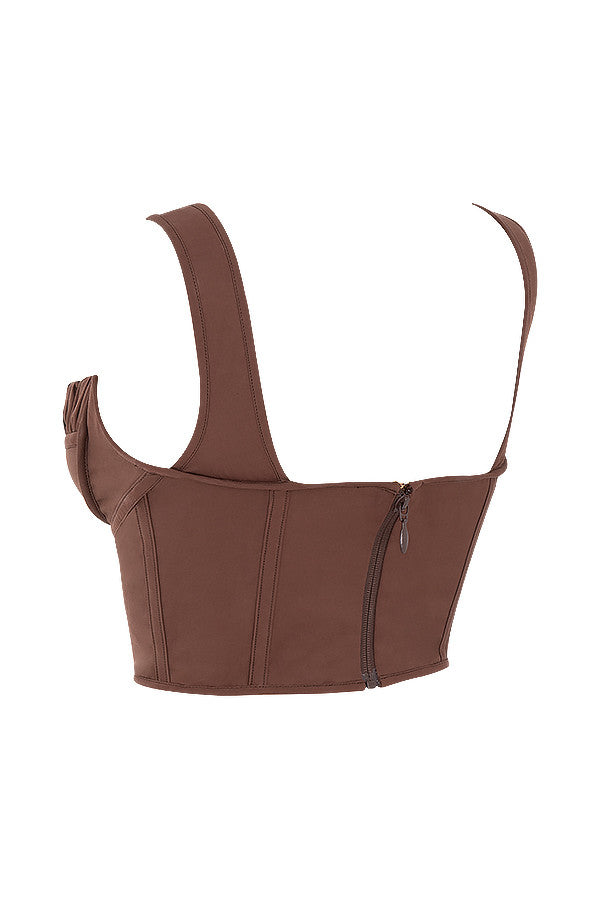 Haut corset froncé chocolat