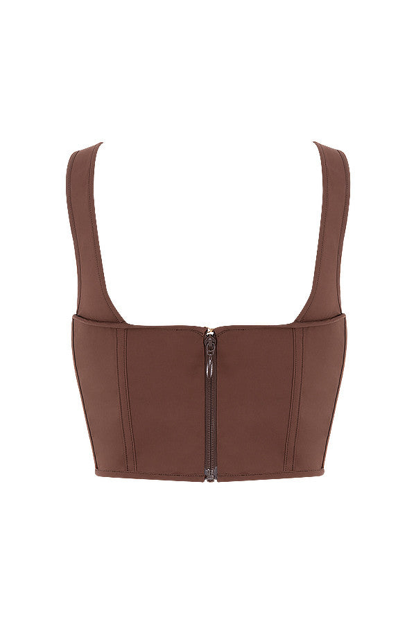 Haut corset froncé chocolat