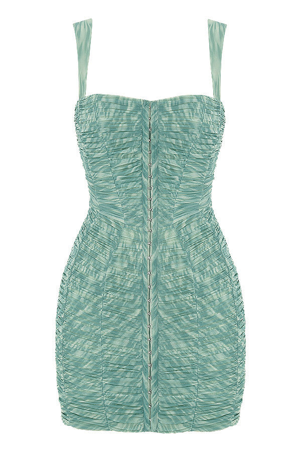 Mini-robe en maille avec cristaux et volants