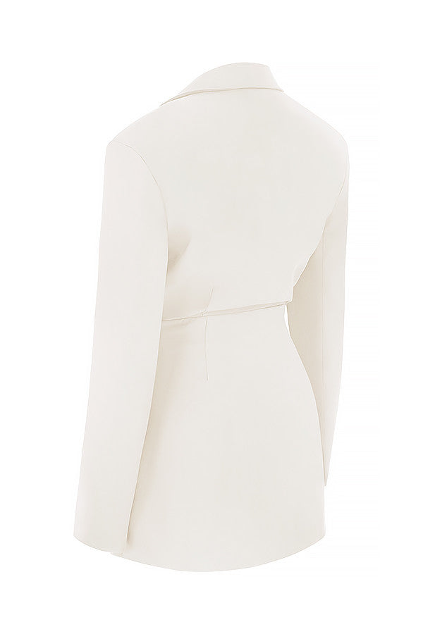 Robe chemise ivoire avec découpe