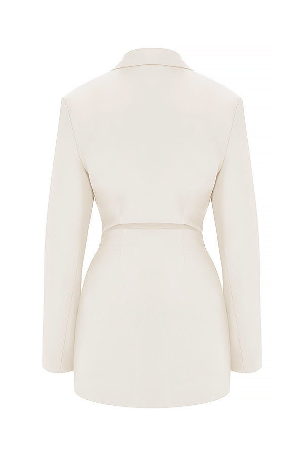 Robe chemise ivoire avec découpe