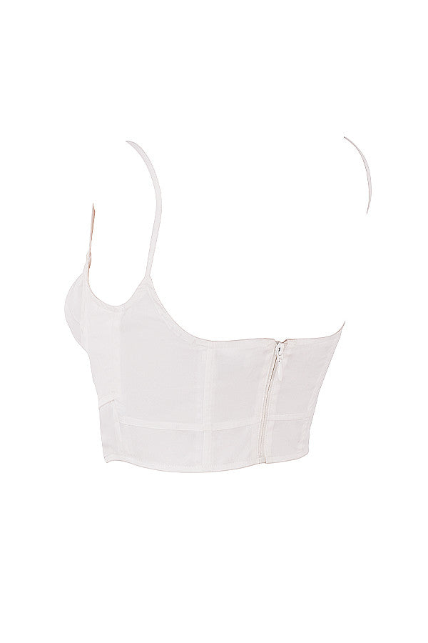 Korset court en popeline blanc