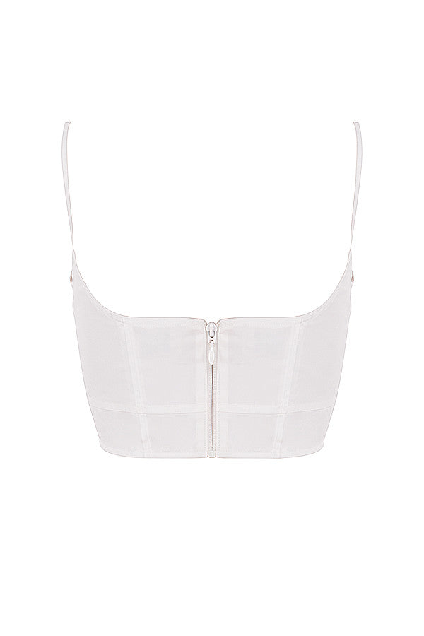 Korset court en popeline blanc