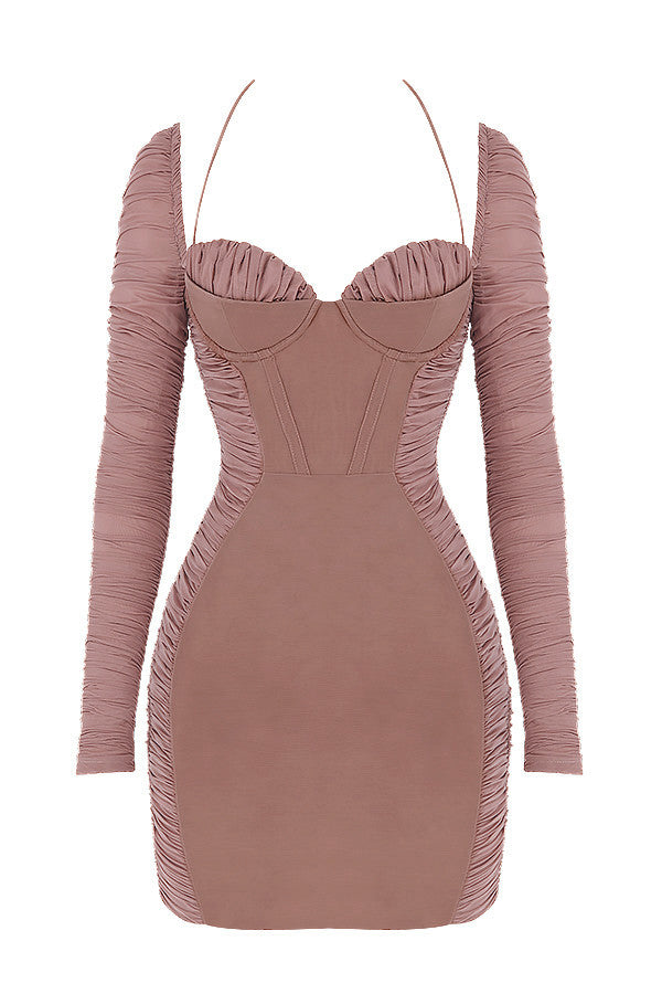 Mokka mini corset avec ruches