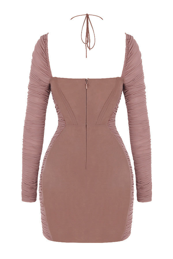 Mokka mini corset avec ruches