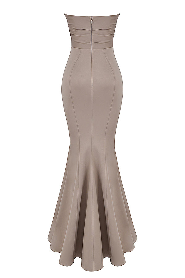 Robe bustier en satin champignon