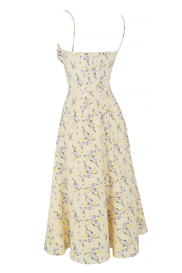 Robe d'été midi fleurie citron