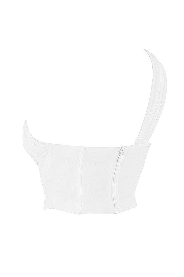 Corset découpé en maille blanche