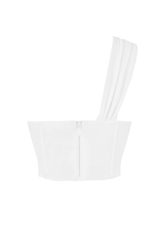 Corset découpé en maille blanche