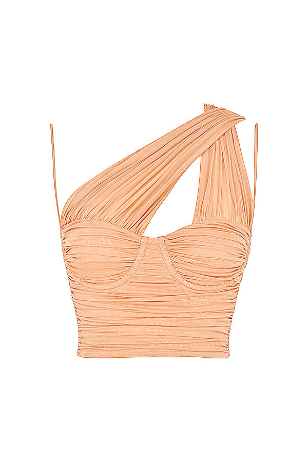 Corset en maille plissée beige