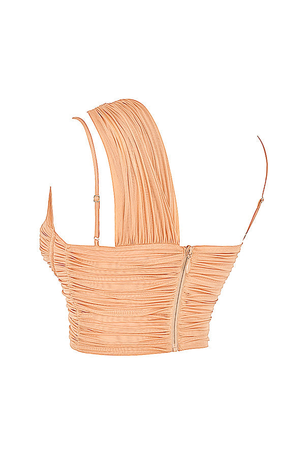 Corset en maille plissée beige