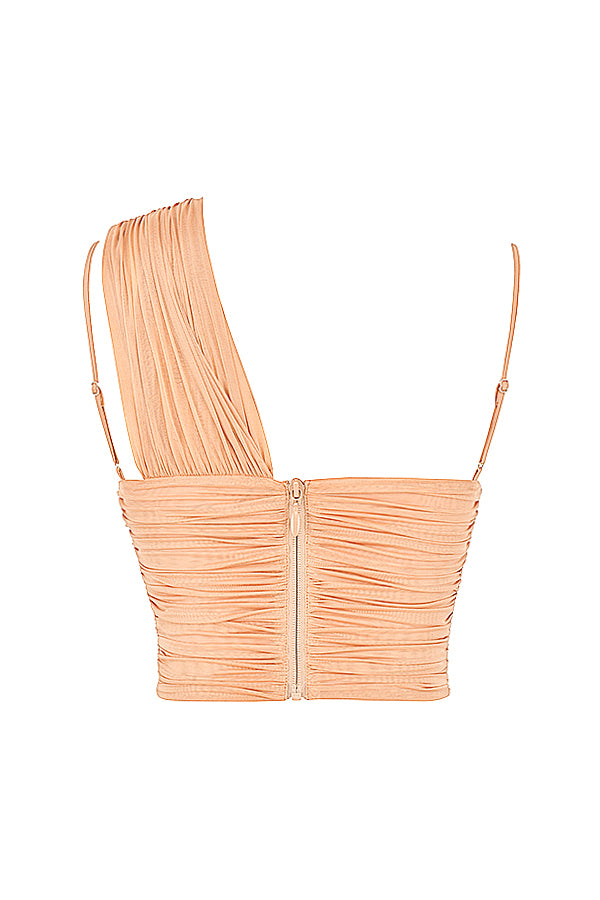 Corset en maille plissée beige