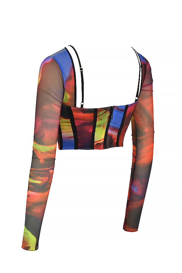 Corset à manches longues et imprimé