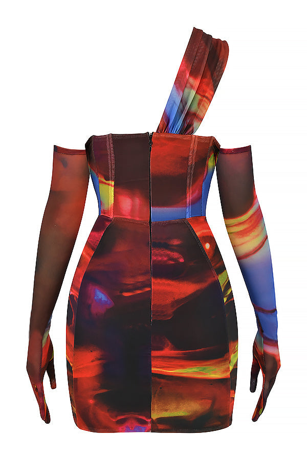 Mini-robe imprimée à découpes