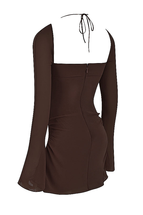 Mini-robe dos nu en mousseline avec découpe