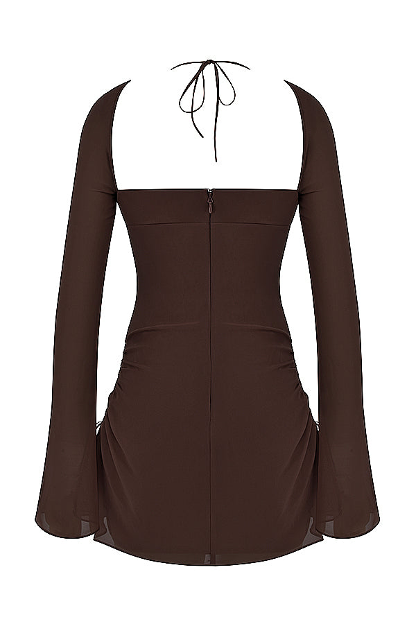 Mini-robe dos nu en mousseline avec découpe