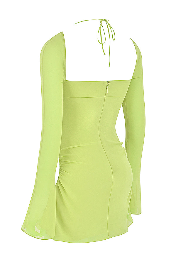 Mini-robe dos nu en mousseline avec découpe