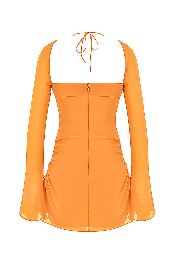 Mini-robe dos nu en mousseline avec découpe