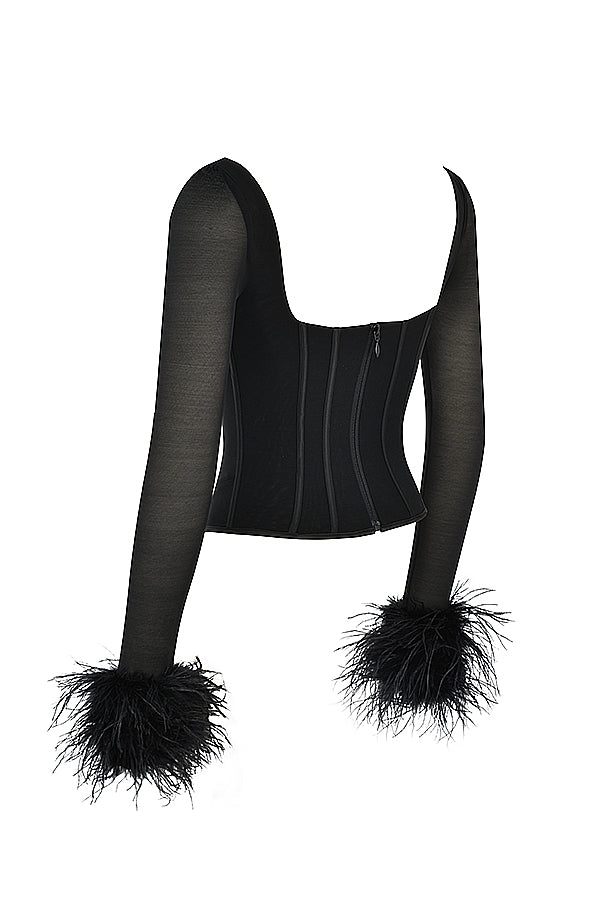 Corset noir finition résille