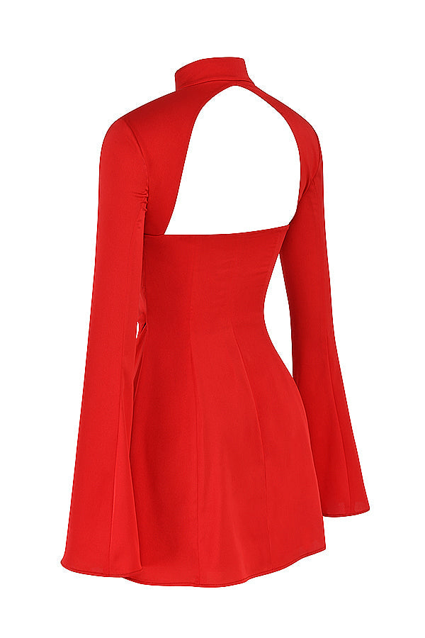 Mini-robe en satin rouge foncé