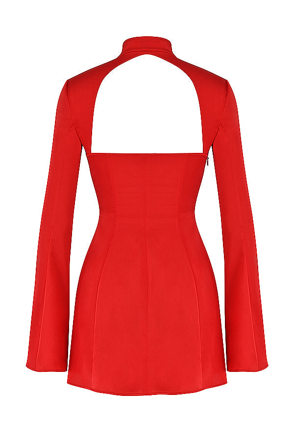 Mini-robe en satin rouge foncé
