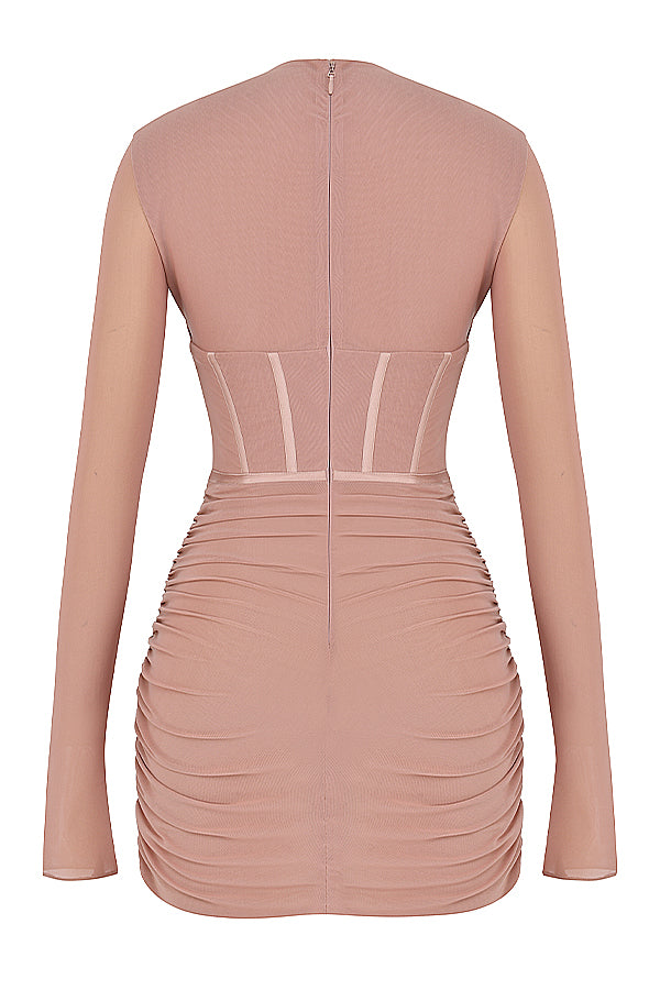 Mini-robe corset rose poudré