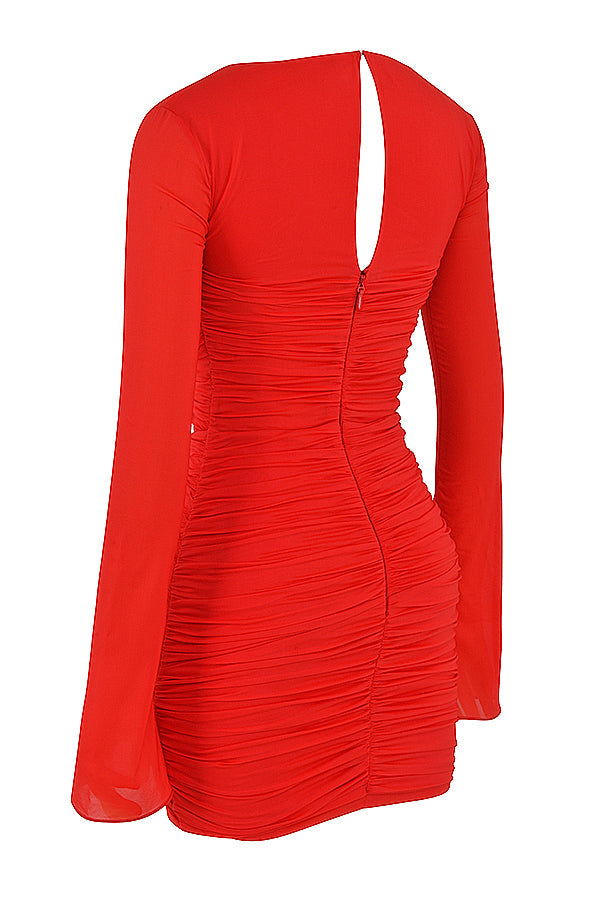 Mini-robe noire en soie véritable avec découpe