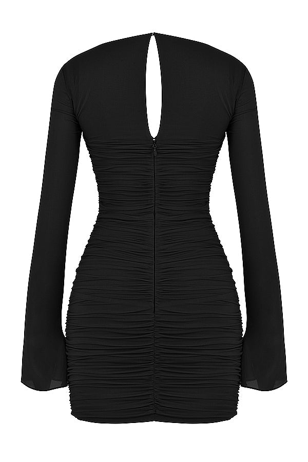Mini-robe en soie véritable avec découpe