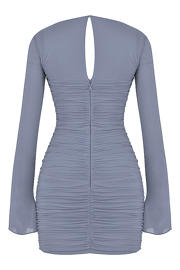 Mini-robe noire en soie véritable avec découpe