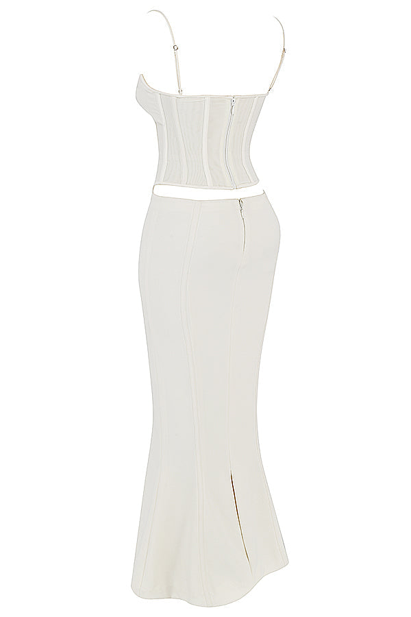 Robe longue corset ivoire
