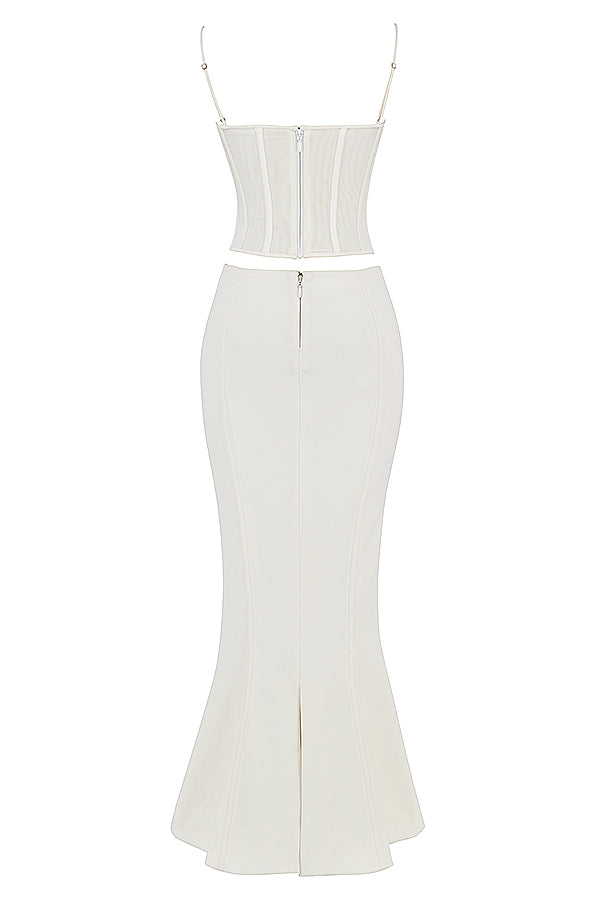 Robe longue corset ivoire