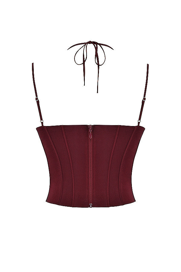Corset en satin avec jupe midi à lacets