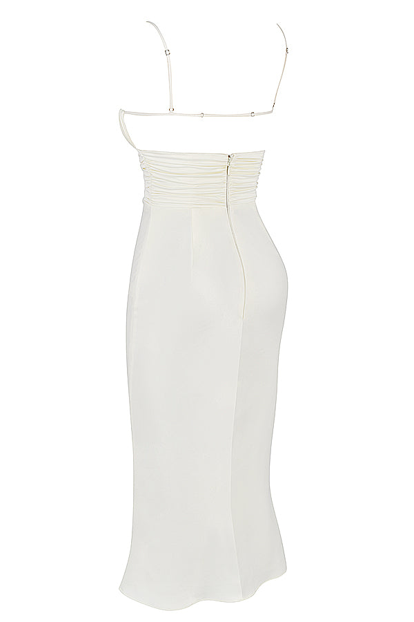 Robe corset midi en satin ivoire
