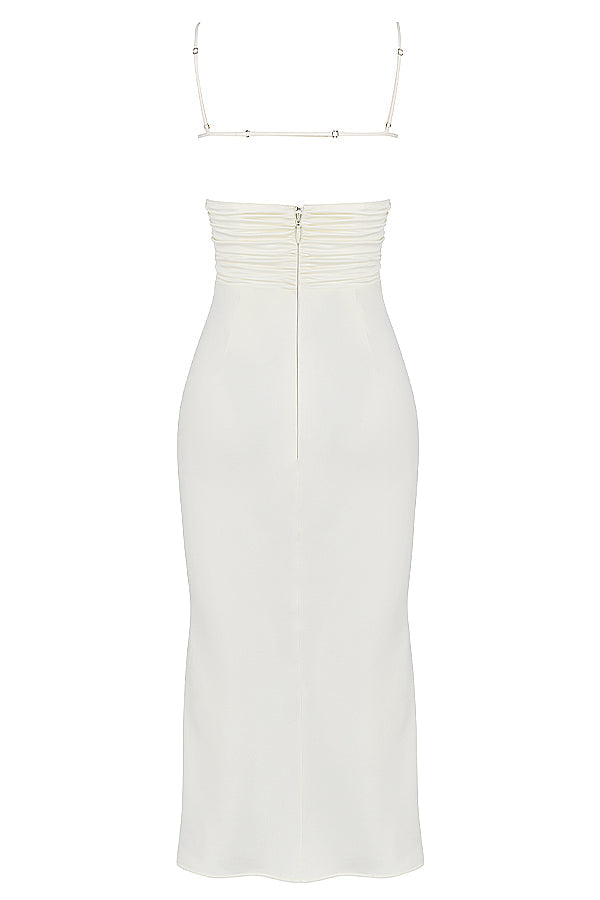 Robe corset midi en satin ivoire