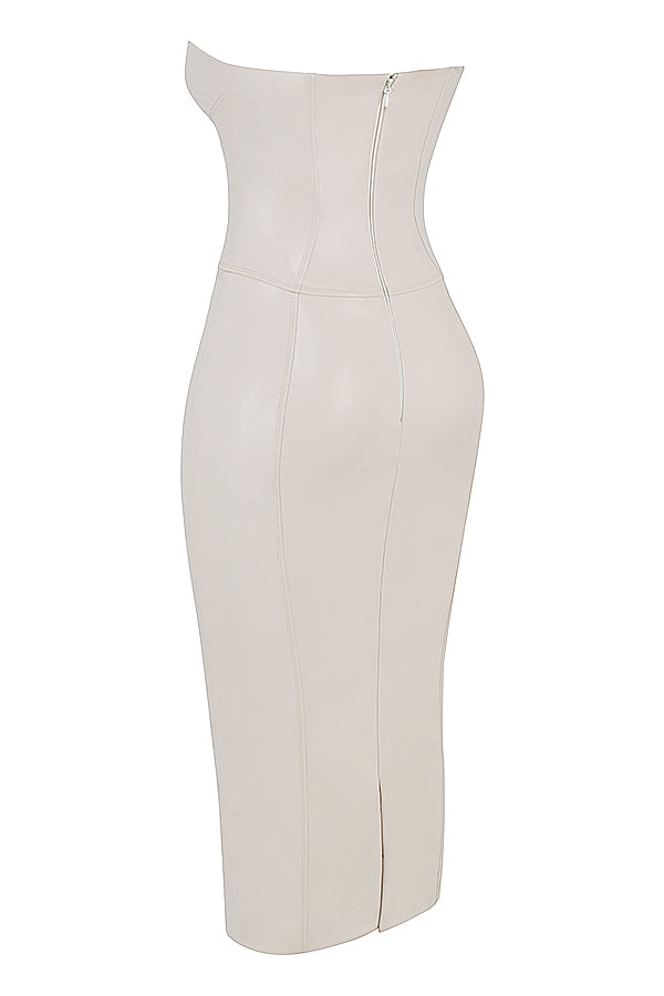 Robe bustier en cuir vegan ivoire