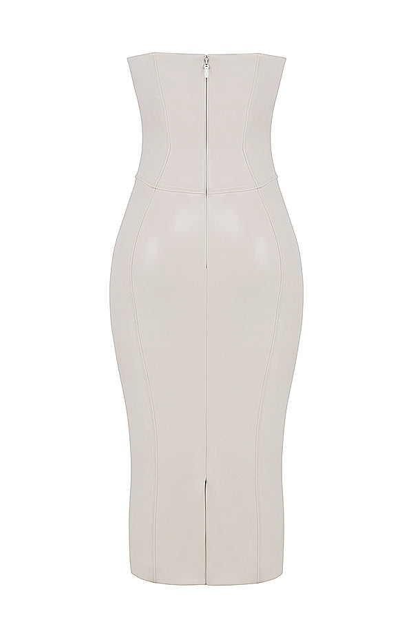 Robe bustier en cuir vegan ivoire