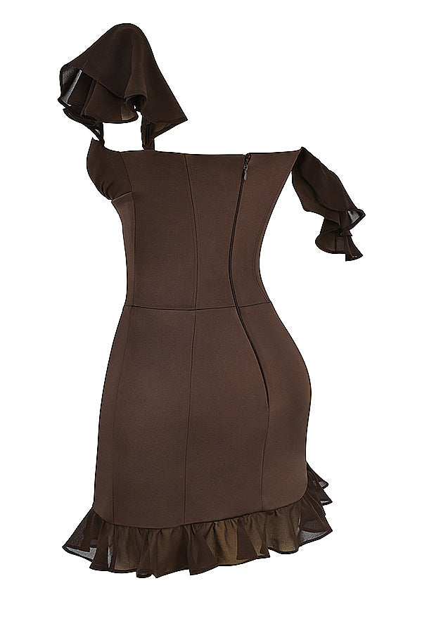 Mini-robe expresso avec corset à volants