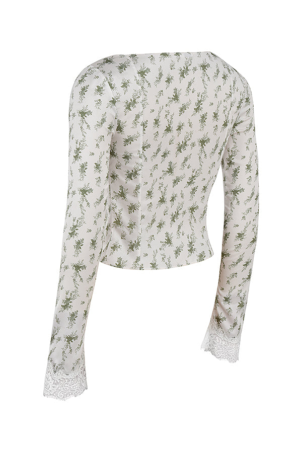 Top avec bordure en dentelle et mini-jupe à imprimé jardin