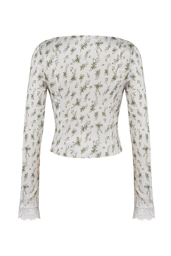 Top avec bordure en dentelle et mini-jupe à imprimé jardin