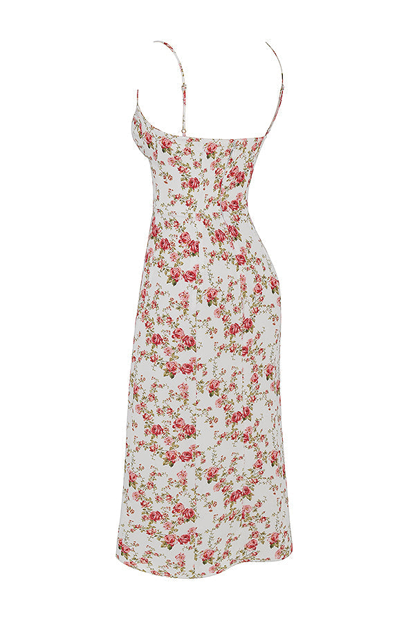 Corset imprimé midi zonnejurk