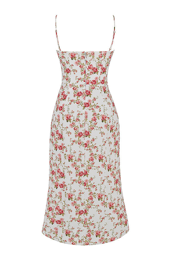 Corset imprimé midi zonnejurk